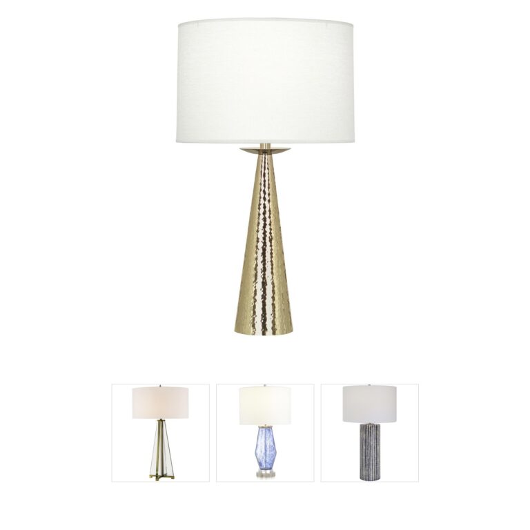 Robert Abbey Dal Modern Brass Table Lamp with Oyster Linen Shade