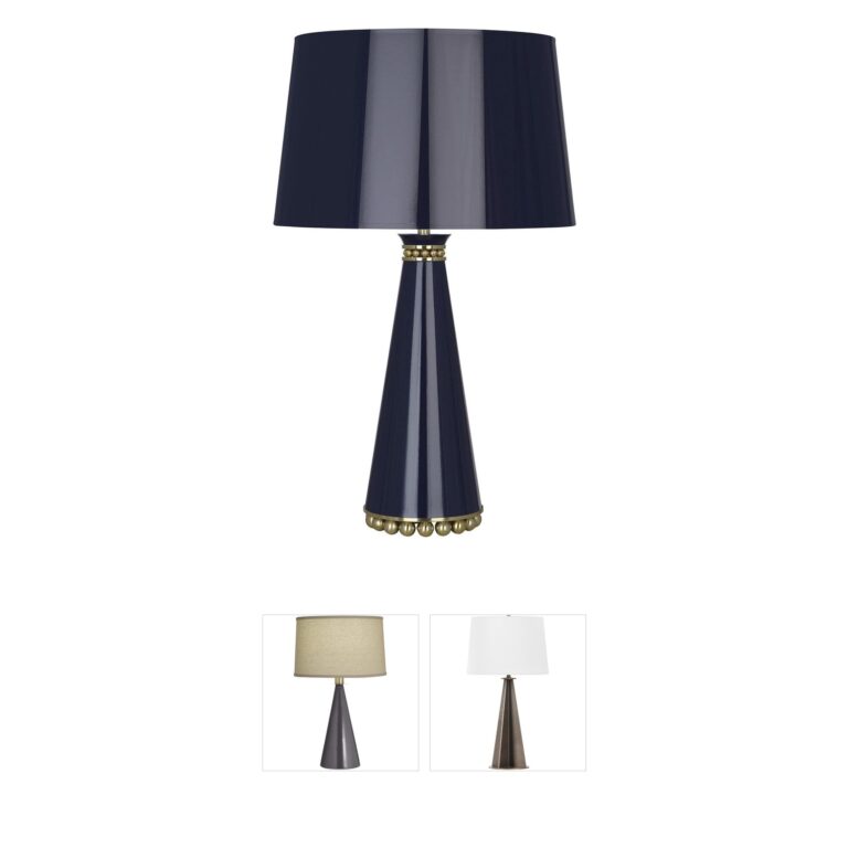 Robert Abbey Pearl Midnight Blue Table Lamp with Gold-Lined Shade