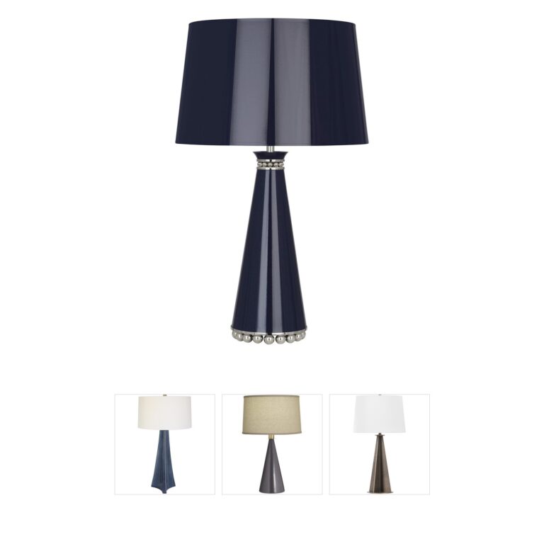 Robert Abbey Pearl Midnight Blue Table Lamp with Silver-Lined Shade