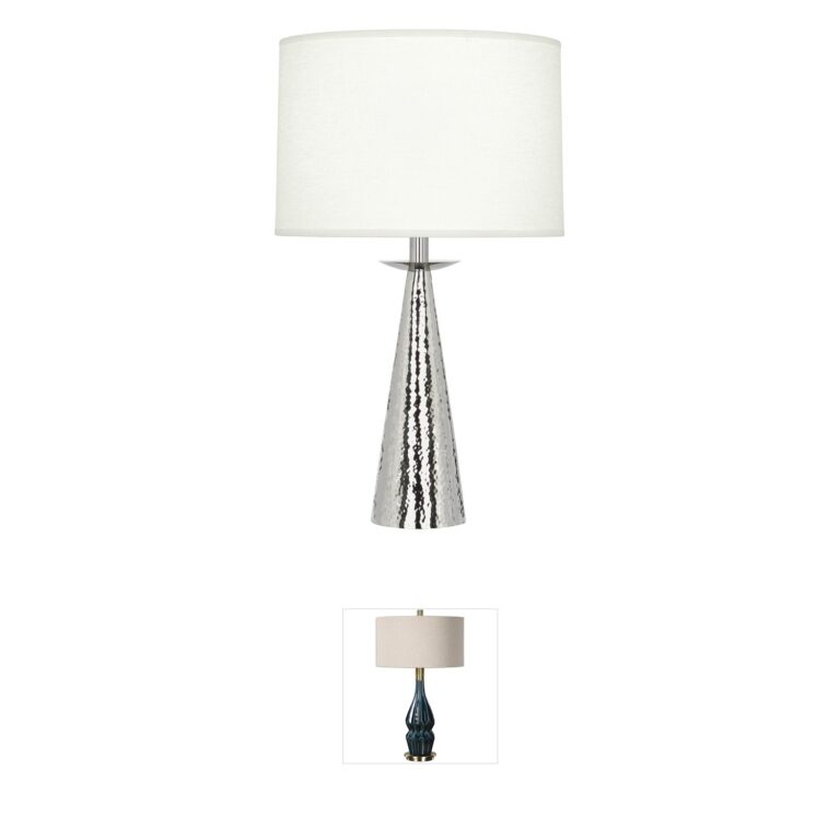 Robert Abbey Dal Polished Nickel Oyster Linen Table Lamp