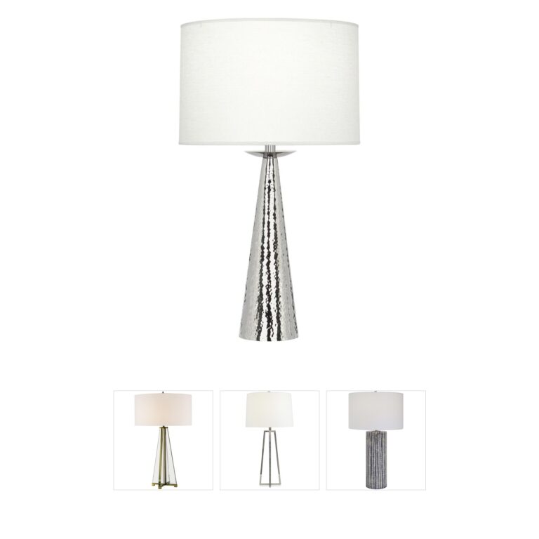 Robert Abbey Dal Polished Nickel Table Lamp with Oyster Linen Shade