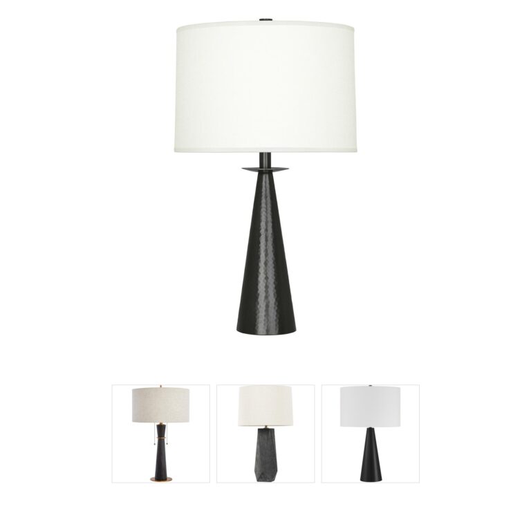Robert Abbey Dal Deep Patina Bronze Accent Lamp with Oyster Linen Shade