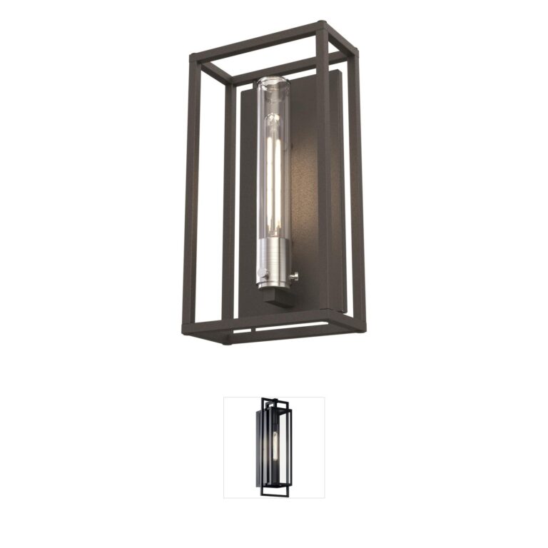 DVI Lighting Sambre Stainless Steel and Hammered Black Outdoor Wall Sconce
