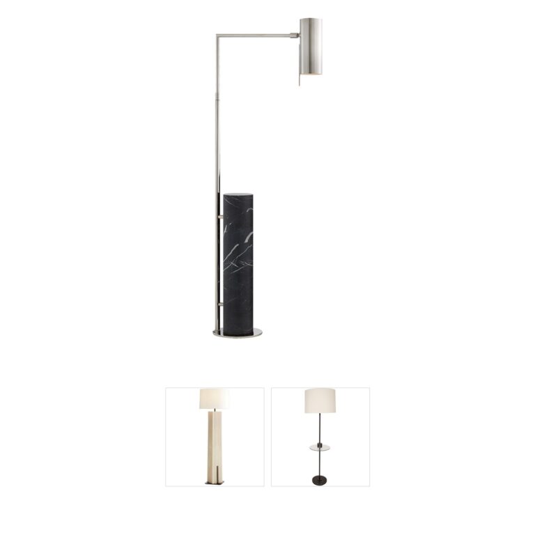 Visual Comfort Signature Collection Kelly Wearstler Alma Polished Nickel and Black Marble Floor Lamp