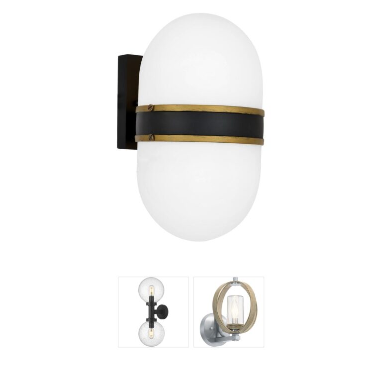 Crystorama Capsule Steel Outdoor Sconce with Matte Black & Textured Gold