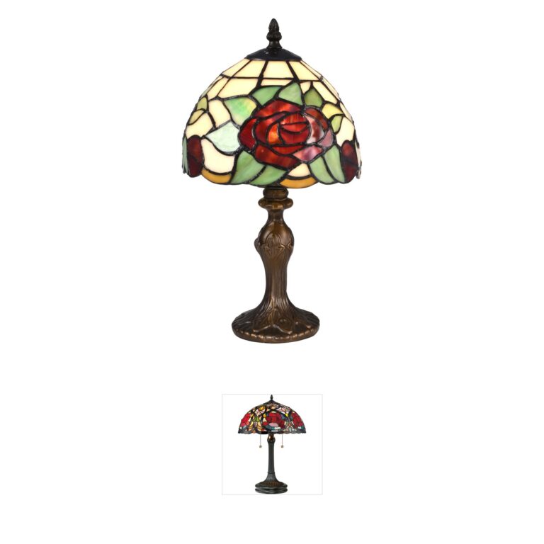 Dale Tiffany Evelyn Antique Bronze Table Lamp with Art Glass Shade