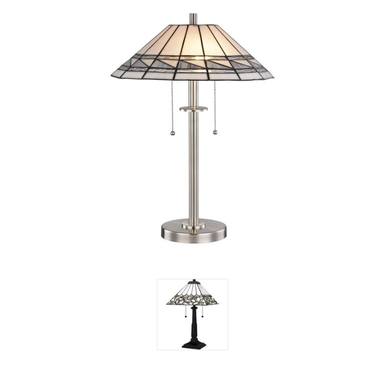 Dale Tiffany Evelyn Art Glass Table Lamp in Brushed Nickel