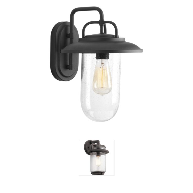 Progress Lighting Beaufort Steel Outdoor Wall Lantern with Clear Seeded Glass
