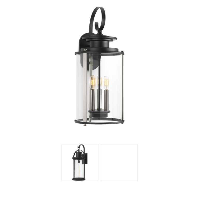 Progress Lighting Squire Matte Black 3-Light Large Outdoor Wall Lantern