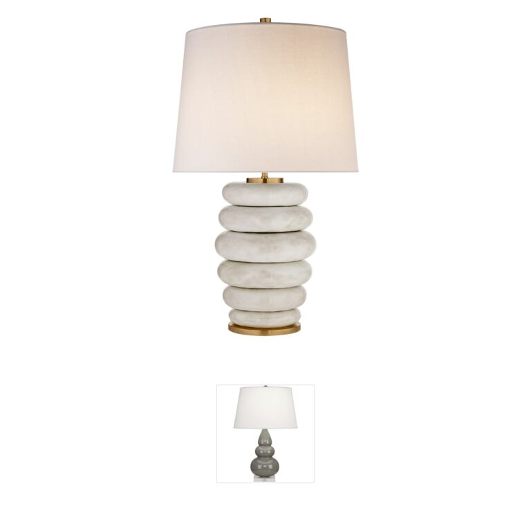 Visual Comfort Signature Collection Kelly Wearstler Phoebe Antiqued White Ceramic Table Lamp