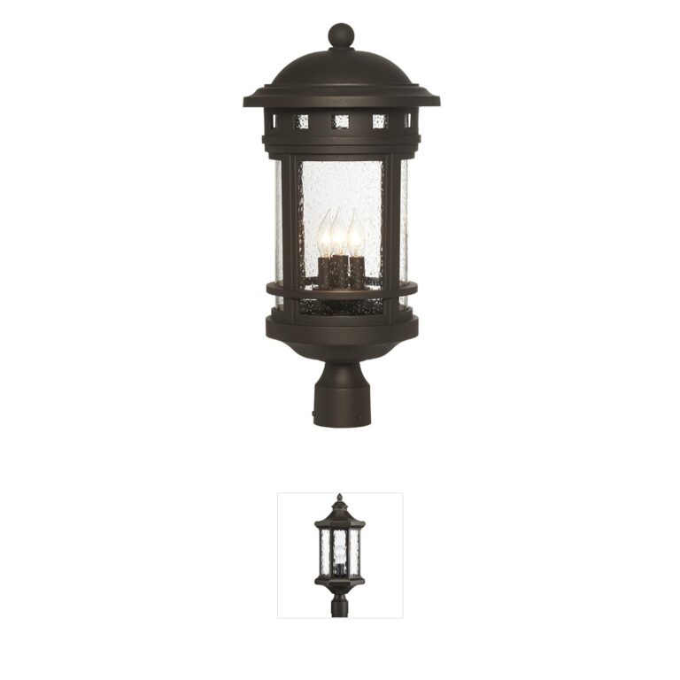 Designers Fountain Sedona Oil Rubbed Bronze Cast Aluminum Post Lantern with Seedy Glass
