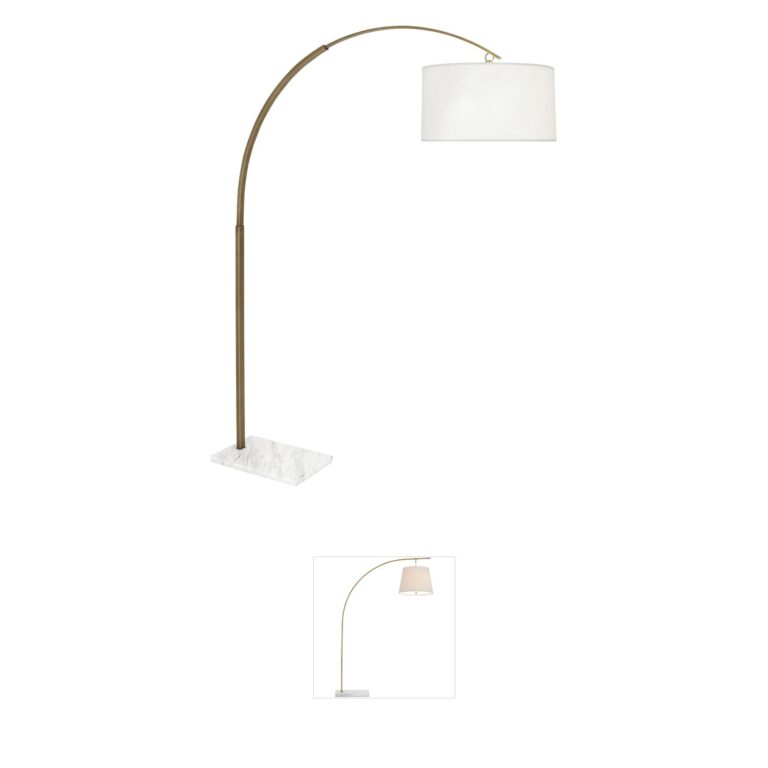 Robert Abbey Archer Warm Brass Floor Lamp with White Brussels Linen Shade