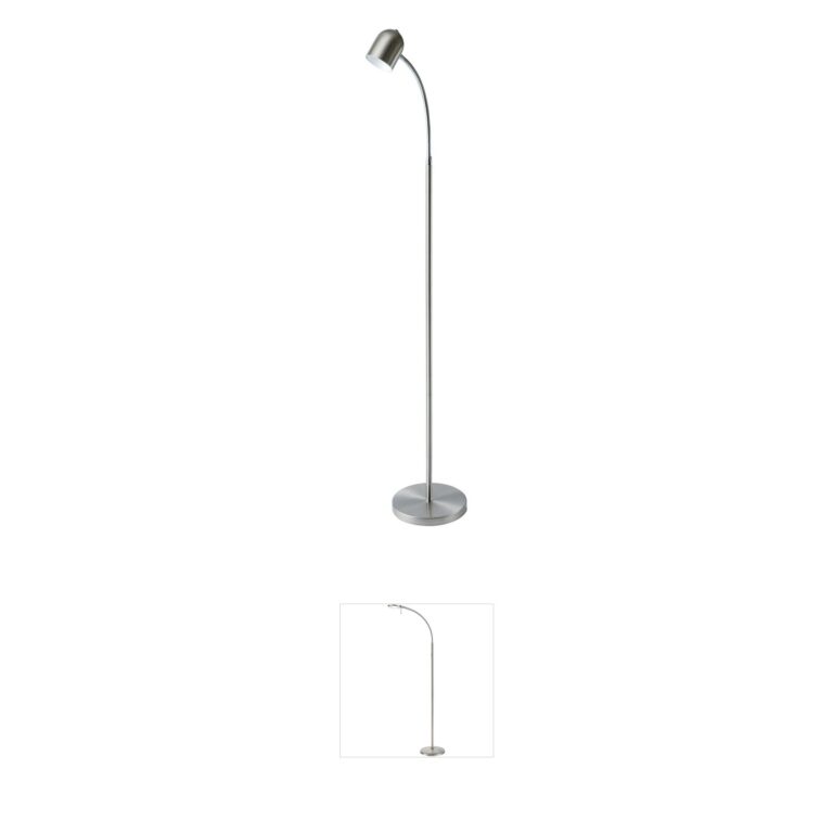 Dainolite Contemporary Satin Chrome LED Task Floor Lamp