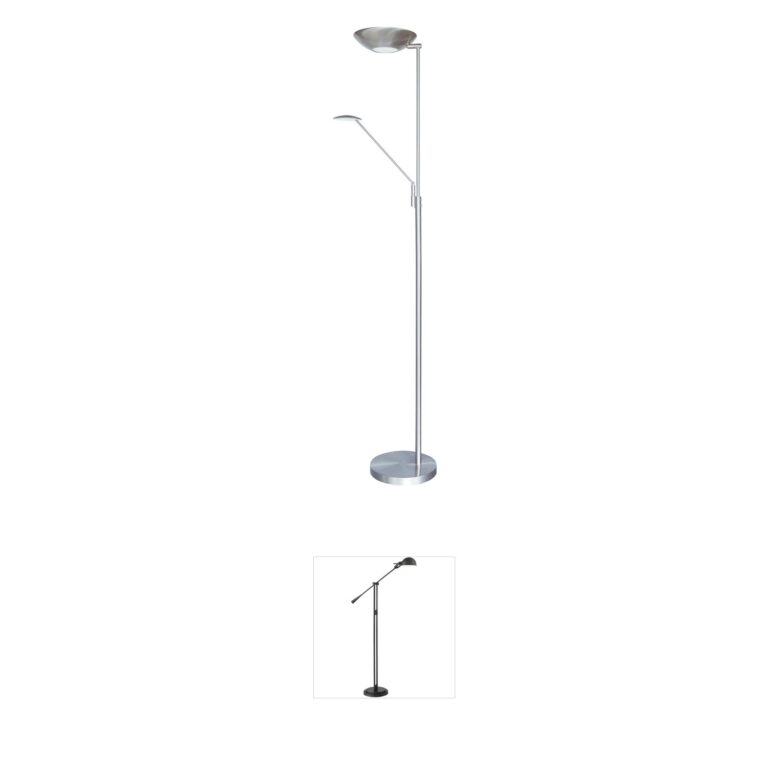 Dainolite Contemporary Satin Chrome Mother & Son LED Floor Lamp