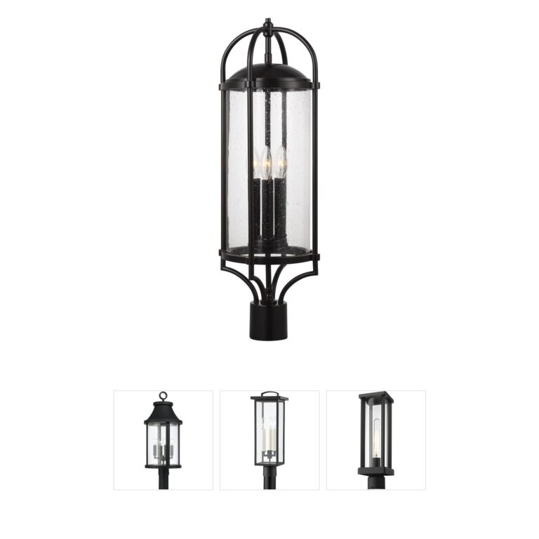 Generation Lighting Dakota 3-Light Outdoor Post Lantern in Espresso with Clear Seeded Glass