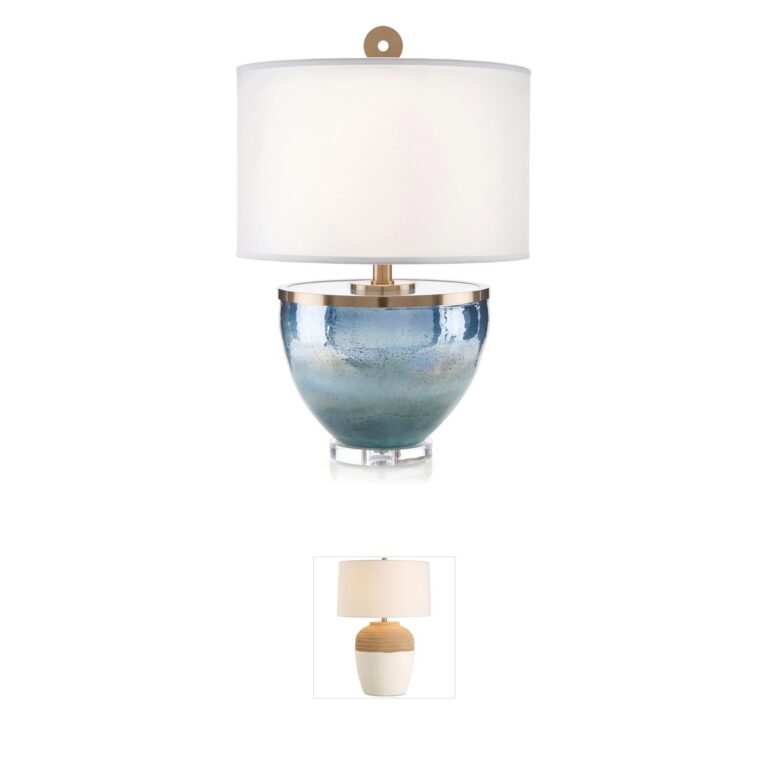 John-Richard Islamorada Blue Glass Table Lamp with Organza Shade