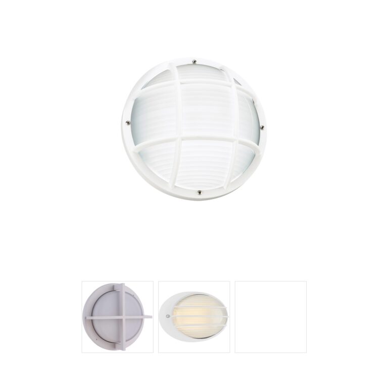 Generation Lighting Bayside 10-Inch White Outdoor LED Flush Mount with Frosted Ribbed Diffuser