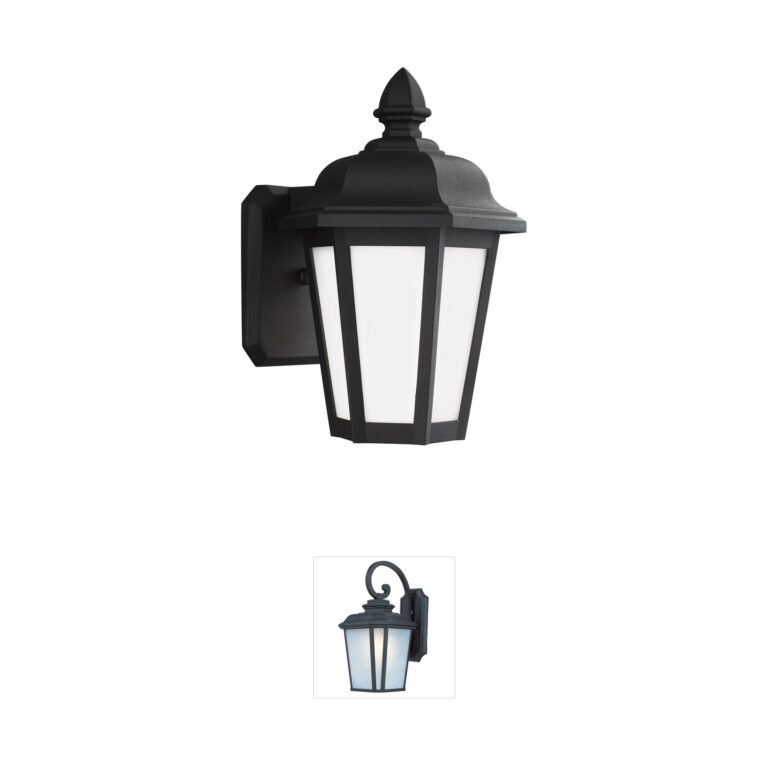 Generation Lighting Brentwood Black LED Outdoor Wall Lantern with Smooth White Glass
