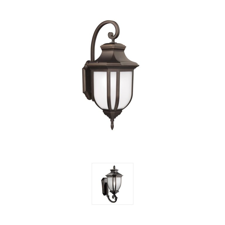 Generation Lighting Childress Antique Bronze LED Outdoor Wall Lantern with Satin Etched Glass