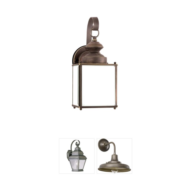 Generation Lighting Jamestowne Brass Outdoor Wall Lantern with Etched Tiffany Glass