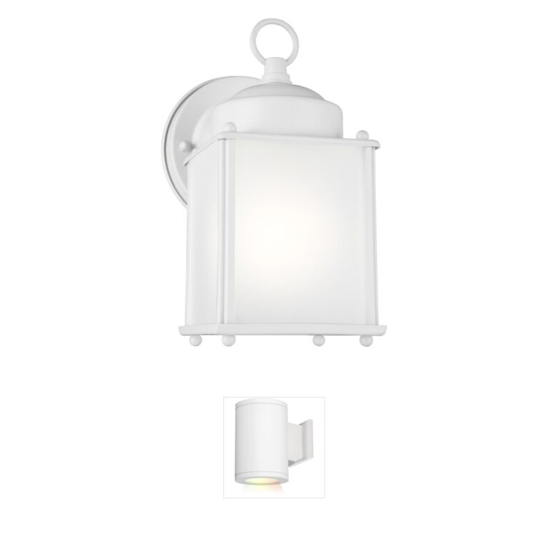 Generation Lighting New Castle White Aluminum LED Outdoor Wall Lantern