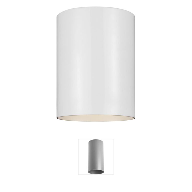 Visual Comfort Studio Collection Outdoor Cylinders White Aluminum LED Outdoor Ceiling Light