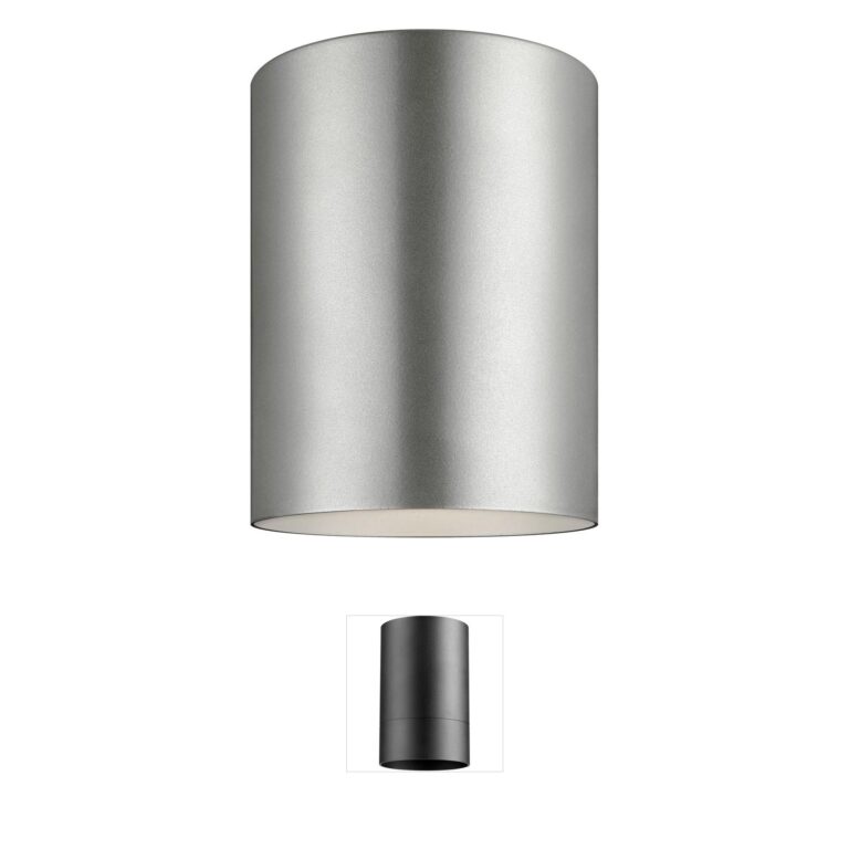 Visual Comfort Studio Collection Outdoor Cylinders Painted Brushed Nickel LED Flush Mount