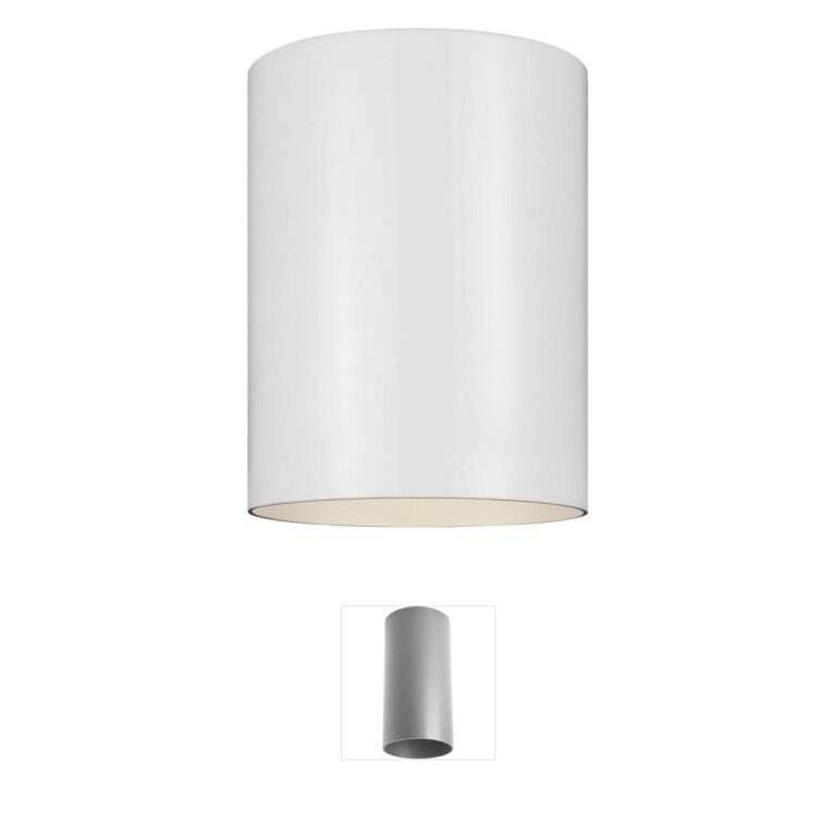Visual Comfort Studio Collection Outdoor Cylinders White Aluminum Integrated LED Flush Mount