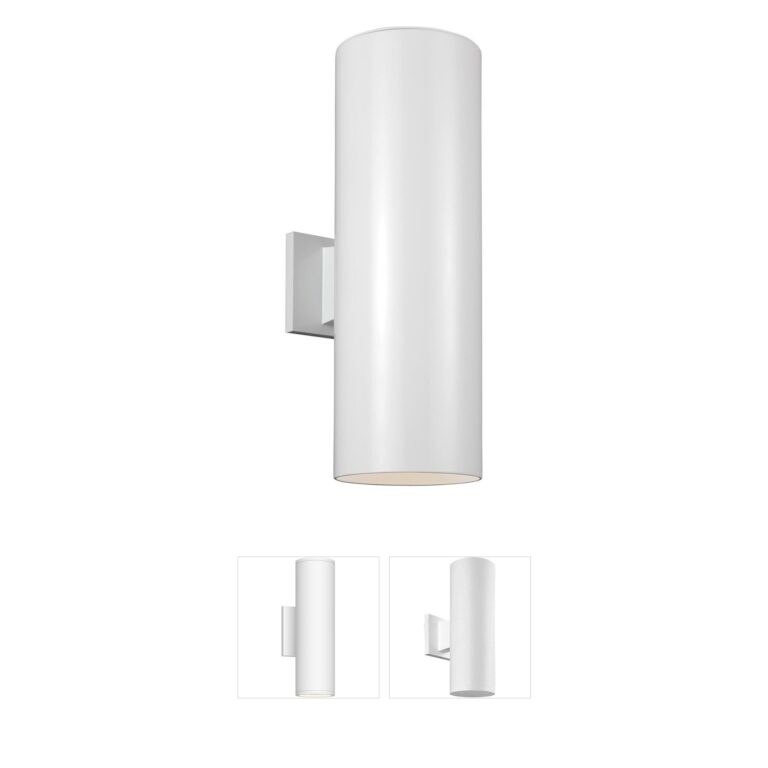 Visual Comfort Studio Collection Outdoor Cylinders White Aluminum Integrated LED Wall Sconce