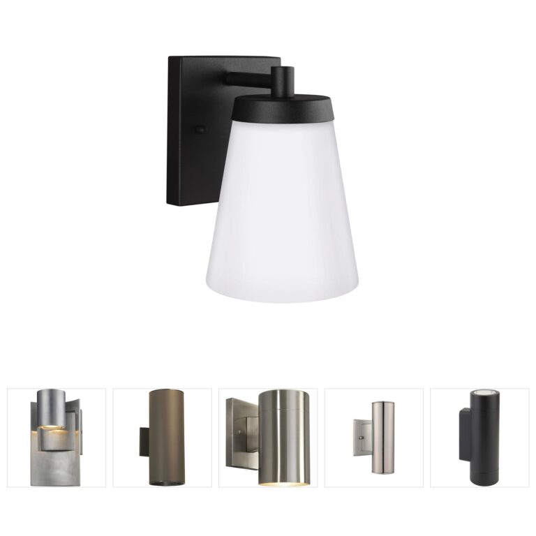 Generation Lighting Renville Black Outdoor Wall Lantern with Satin Etched Glass