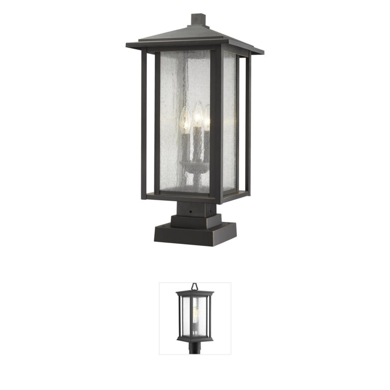 Z-Lite Aspen Oil Rubbed Bronze Outdoor Pier Mount with Clear Ribbed Glass