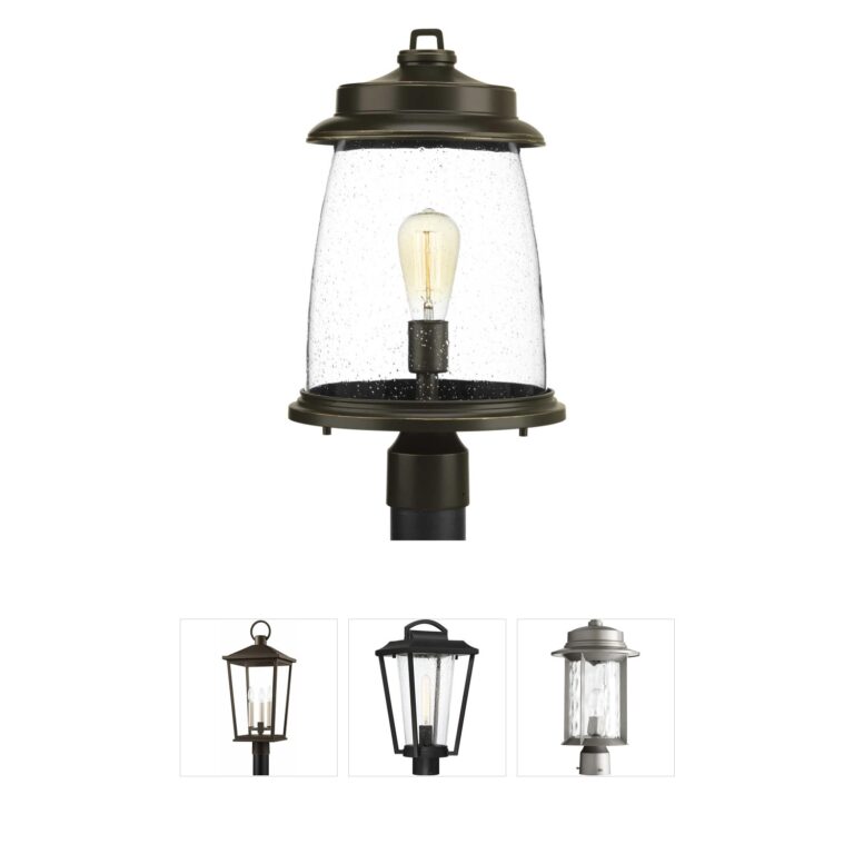 Progress Lighting Conover Outdoor Post Lantern in Antique Bronze with Clear Seeded Glass