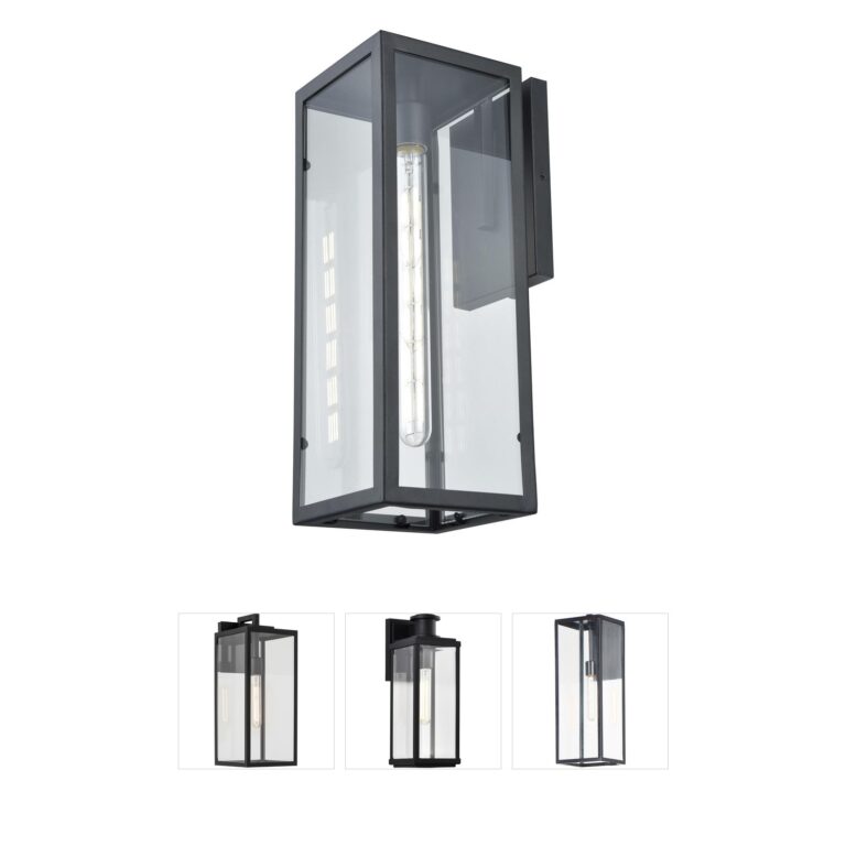 DVI Lighting Baker Street Black Outdoor Wall Sconce with Clear Glass