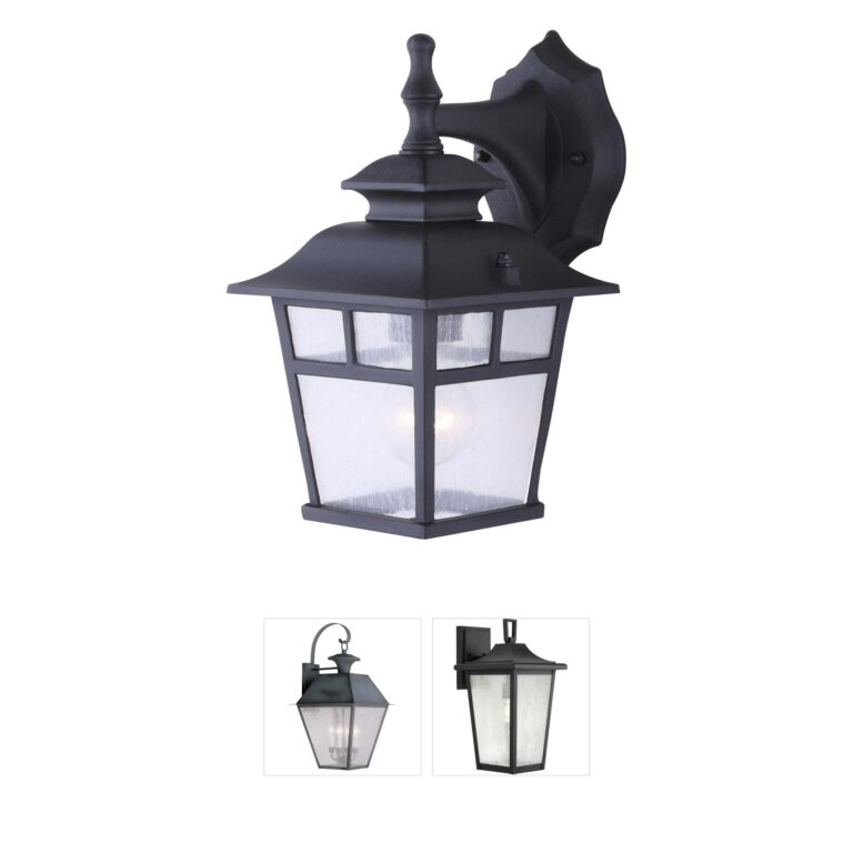 Canarm Madison Black Outdoor Wall Light with Seeded Glass