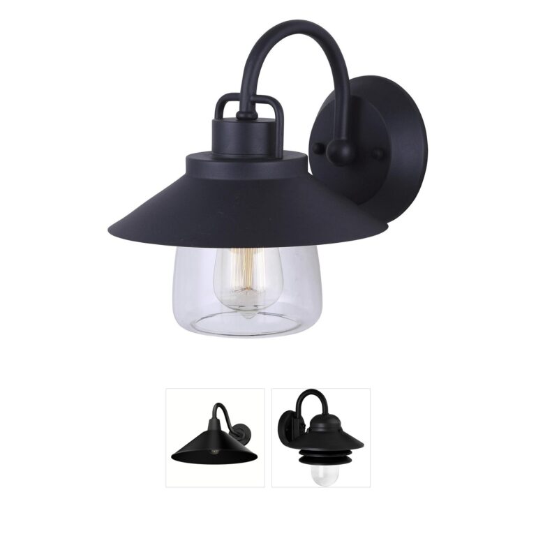 Canarm Madison Black Outdoor Wall Light with Clear Glass