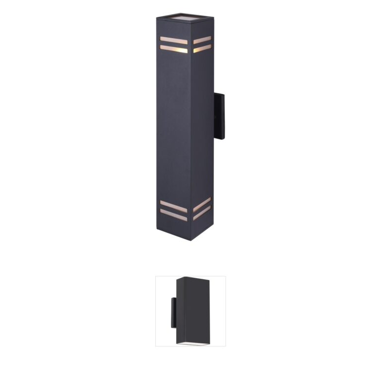 Canarm Madison 20-Inch Black Outdoor Wall Light with Frosted Glass