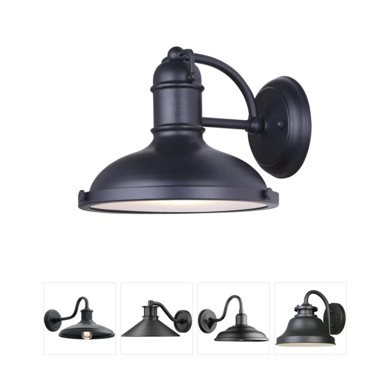 Canarm Madison Black Outdoor Wall Light with Glass Panel