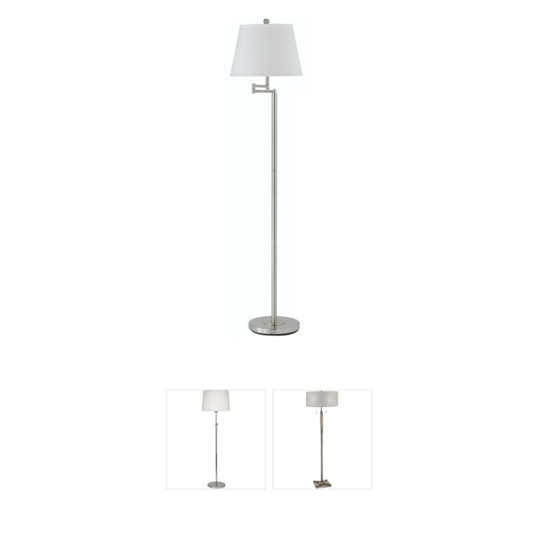 CAL Lighting Andros Brushed Steel Swing Arm Floor Lamp