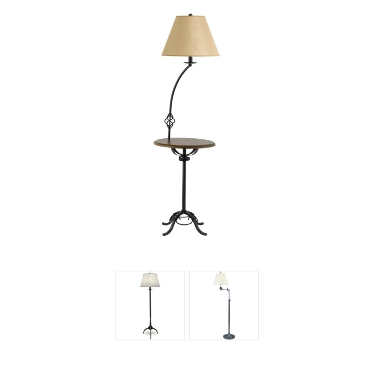 CAL Lighting Iron Collection Floor Lamp with Wooden Tray