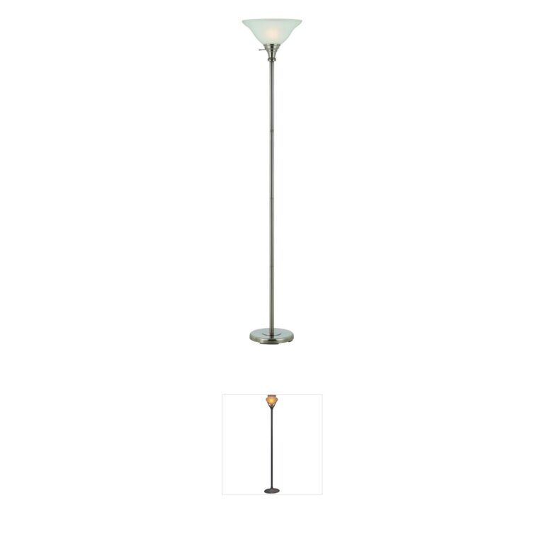 CAL Lighting Signature Brushed Steel Torchiere Floor Lamp
