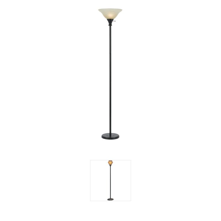 Cal Lighting Signature Dark Bronze Floor Lamp with Golden Glass Shade