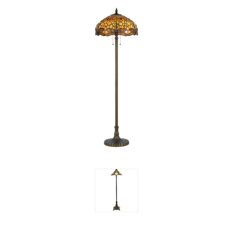 CAL Lighting Tiffany Antique Brass Floor Lamp