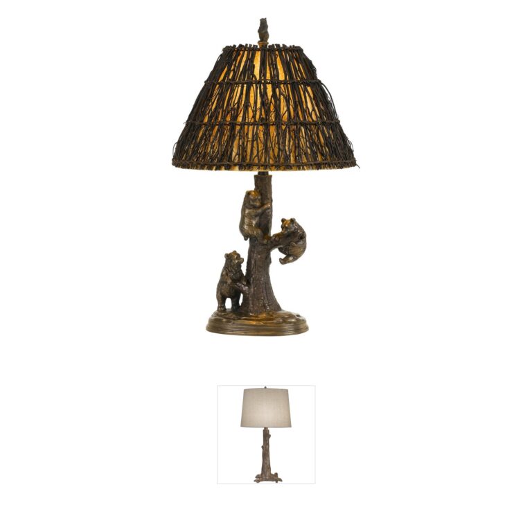 CAL Lighting & Accessories Bear Collection Resin Table Lamp with Twig Shade