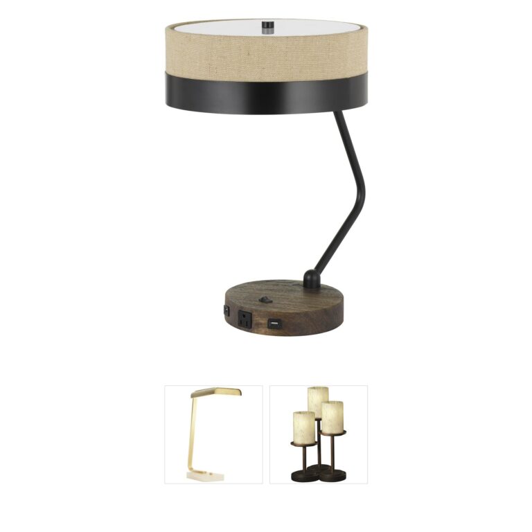 CAL Lighting Parson Collection Black Desk Lamp with USB Ports