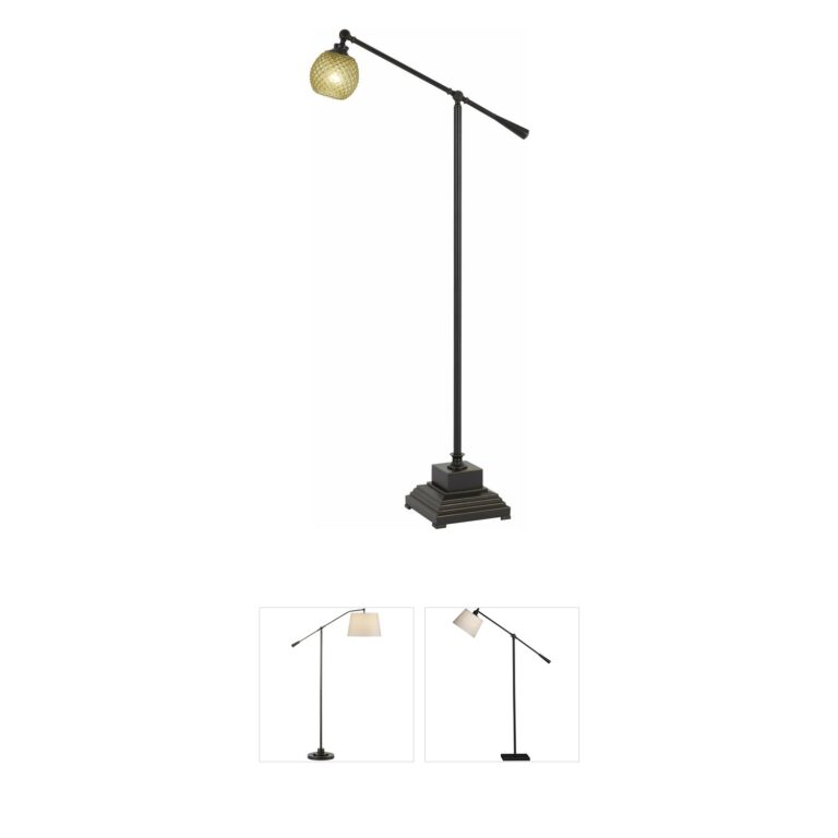 CAL Lighting Brandon Dark Bronze Floor Lamp with Textured Glass Shade