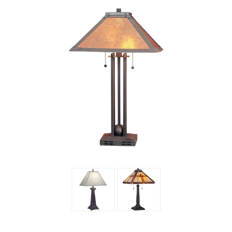 CAL Lighting Signature Collection Rust Metal Table Lamp with Mica Shade