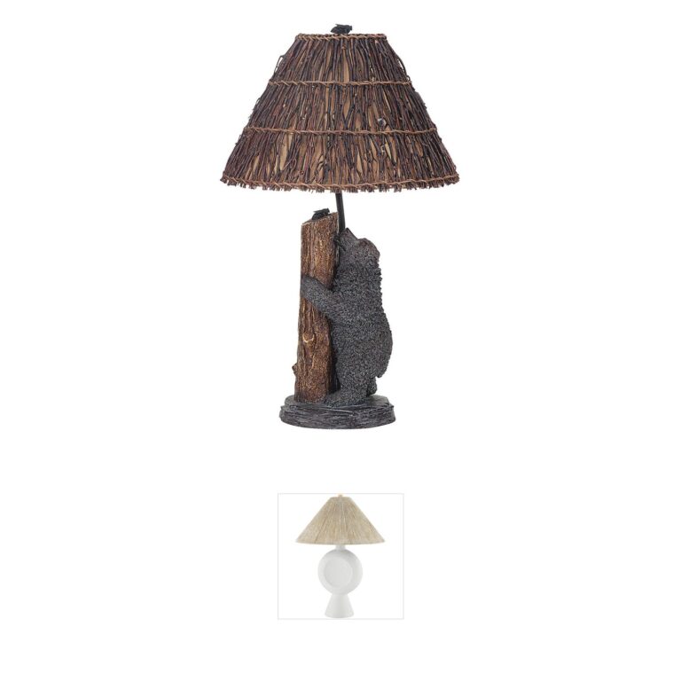 CAL Lighting Bear And Honey Bee Antique Bronze Resin Table Lamp