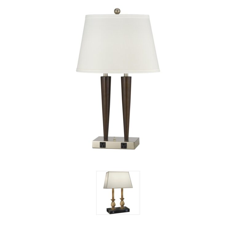 CAL Lighting Hotel Collection Brushed Steel & Wood Desk Lamp