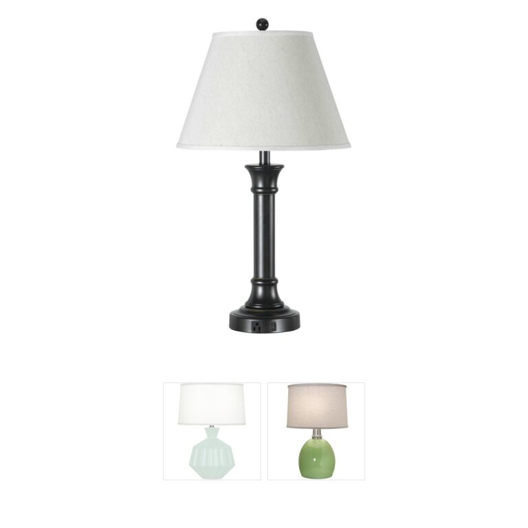 Cal Lighting Hotel Collection Dark Bronze Metal Table Lamp with Dual Outlets