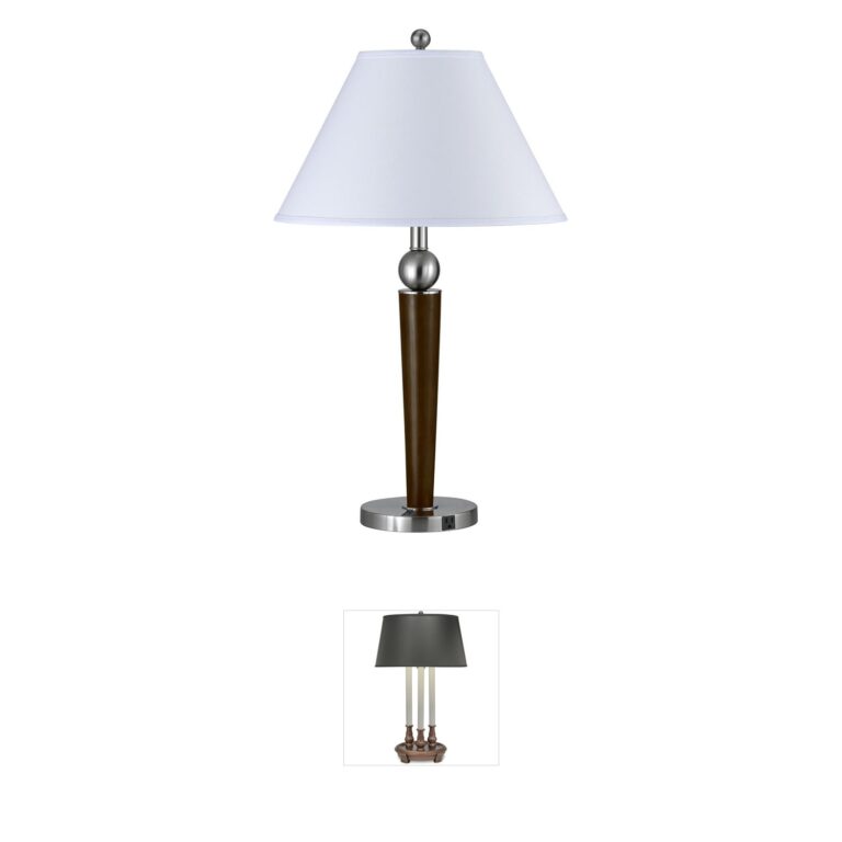 CAL Lighting Hotel Collection Brushed Steel & Espresso Desk Lamp